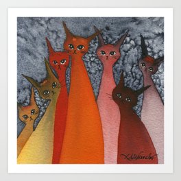 Casablanca Whimsical Cats Art Print