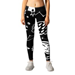 black white doodle space Leggings | Space, Graphite, Pattern, Stars, Clouds, Chalk Charcoal, Black And White, Universedoodle, Night, Drawing 