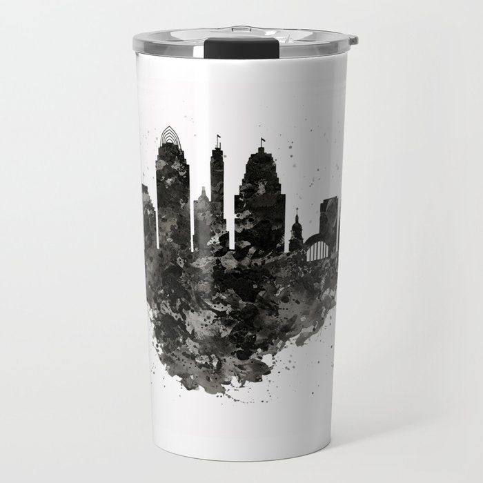 Cincinnati Skyline Black and White Travel Mug
