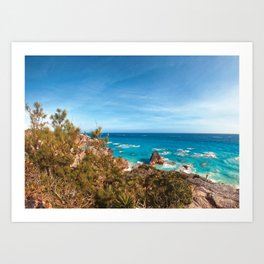 Tropical summer mountain and ocean landscape Bermuda Travel Photography Art Print