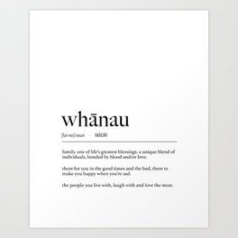 Maori Whanau (Family) Definition Art Print
