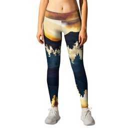 Fall Sunset Leggings | Orange, Brown, Graphicdesign, Blue, Water, Wilderness, Yellow, Curated, Reflection, Digital 