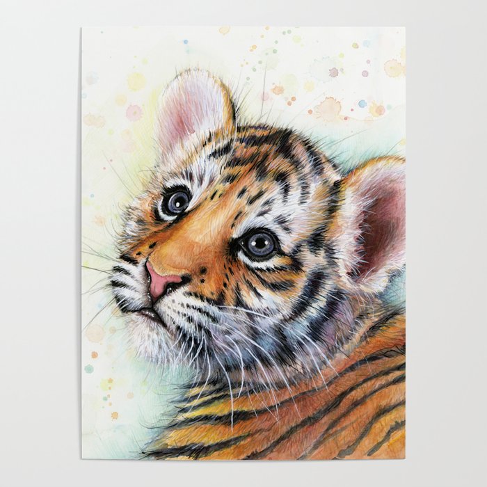 Tiger Cub Watercolor Poster