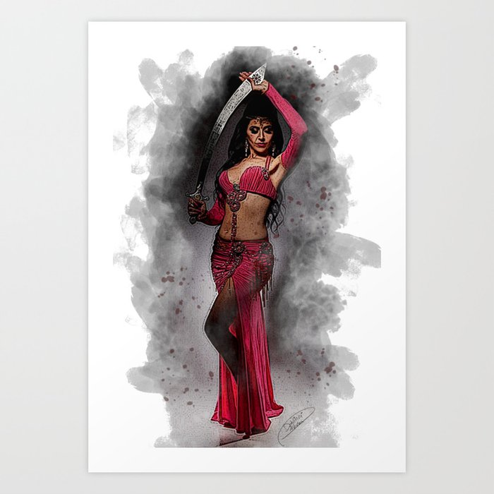 Belly Dancer with Sword - Art Printable Art Print by davinci_nova | Society6