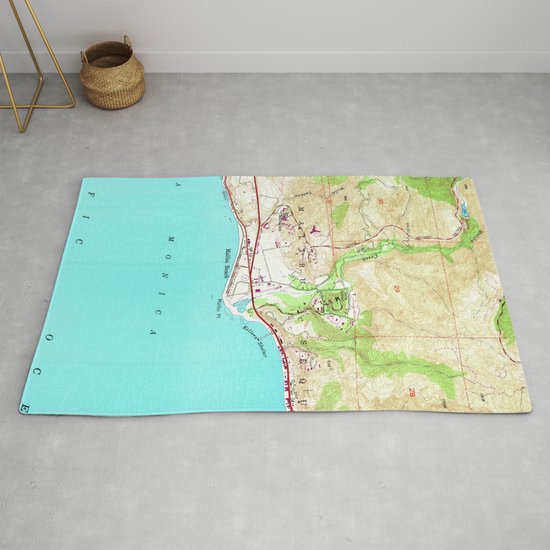 Vintage Map Of Malibu California 1950 Rug By Bravuramedia Society6