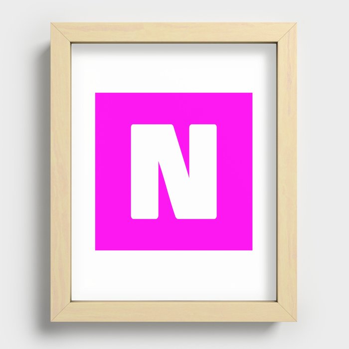 N (White & Magenta Letter) Recessed Framed Print