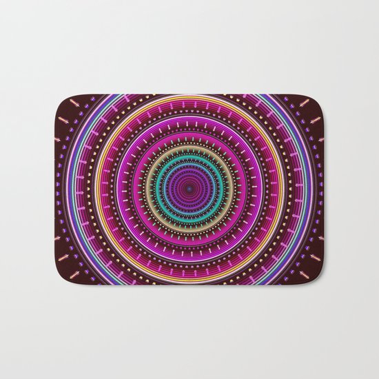 Colorful patterns and textured mandala Bath Mat