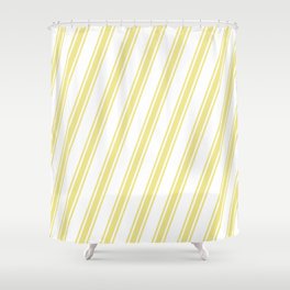 [ Thumbnail: White & Tan Colored Lines/Stripes Pattern Shower Curtain ]
