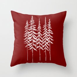 Five Trees (Red and White) Throw Pillow