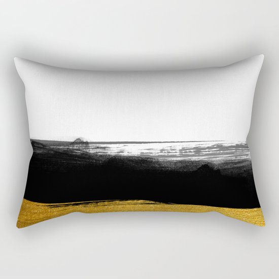 Black and Gold grunge stripes on clear white backround - Stripe- Striped Rectangular Pillow
