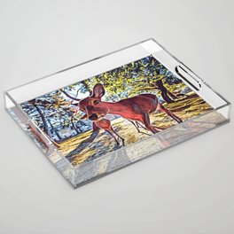Deer Photo Bomb - Realistic Deer Drawing Acrylic Tray