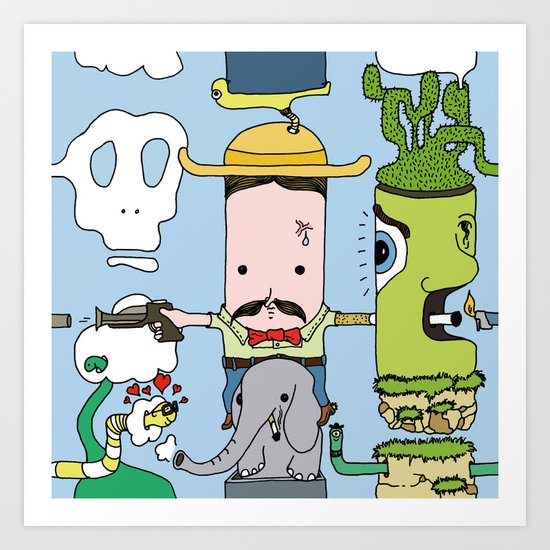 Elephant cowboy Art Print