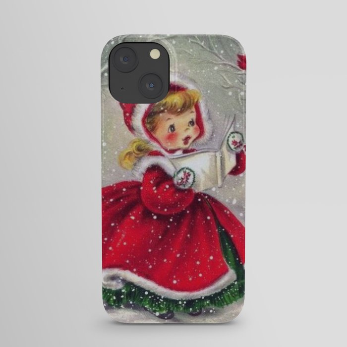 Vintage Christmas Girl Winter Forest iPhone Case