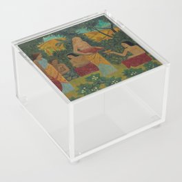 Libations, tropical mythical forest with five nude female figures floral landscape painting by Paul Serusier Acrylic Box