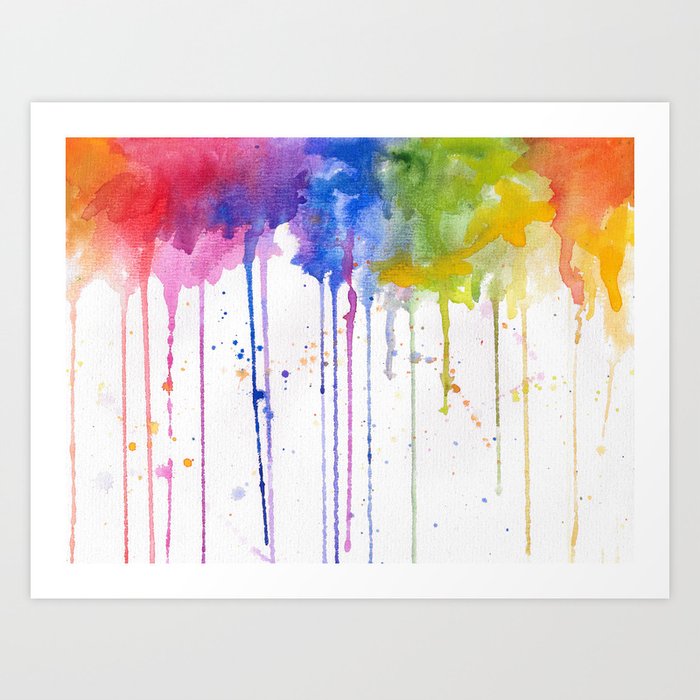 Rainbow Color Burst 2 Watercolor Society6 Art Print By