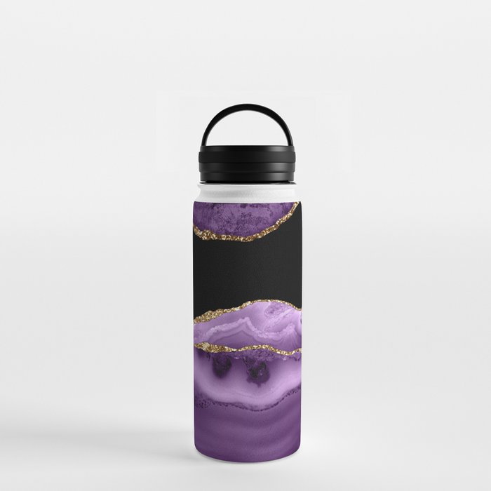 Purple & Gold Agate Texture 13 Water Bottle