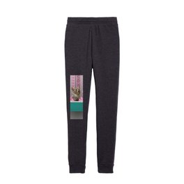 Turquoise Bathtub wit grey Kitty Cat and Lotus Flowers Kids Joggers