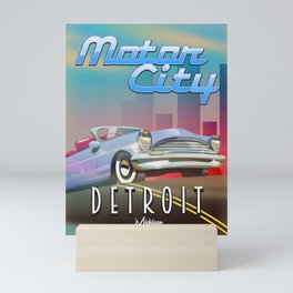 Motor City Detroit Michigan travel poster. Mini Art Print
