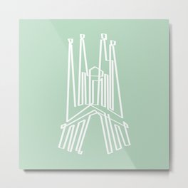 Sagrada Familia in one draw (green) Metal Print | Barcelona, Ink, Sagradafamilia, Digital, Graphicdesign, Building, Style, Architecture, Minimalism, Abstract 