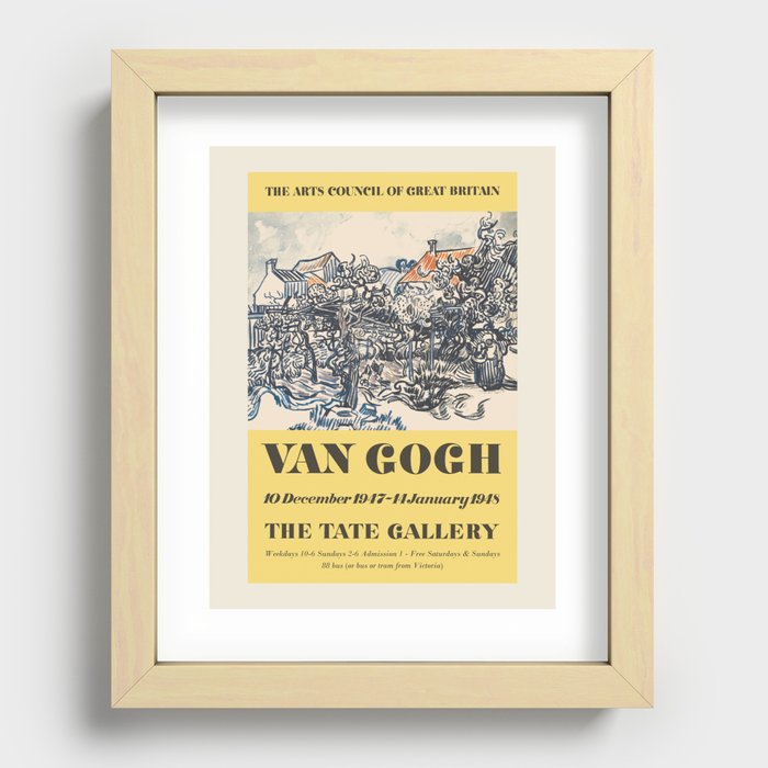 Vincent van Gogh. Exhibition poster for The Tate Gallery in London, 1948. Recessed Framed Print