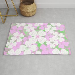 70’s Desert Flowers Pink on Pink Area & Throw Rug