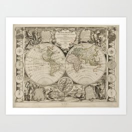 World map vintage 1755 Art Print