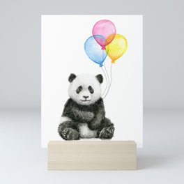 Panda Baby with Balloons Mini Art Print