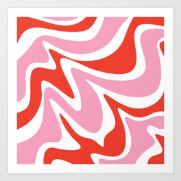 Liquid Abstract Waves \\ Pink & Red Art Print