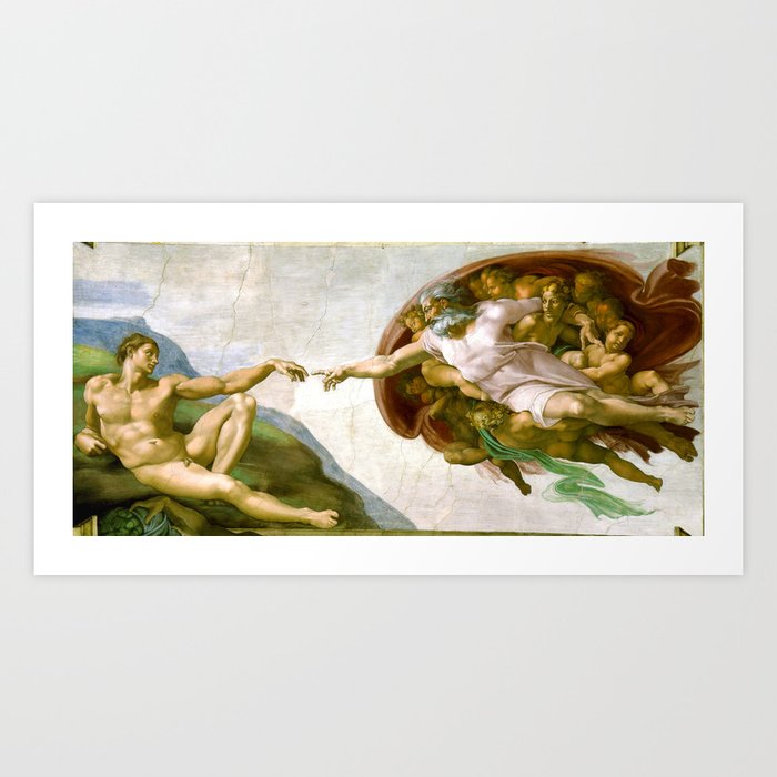 The Creation of Adam Painting by Michelangelo Sistine Chapel Art Print