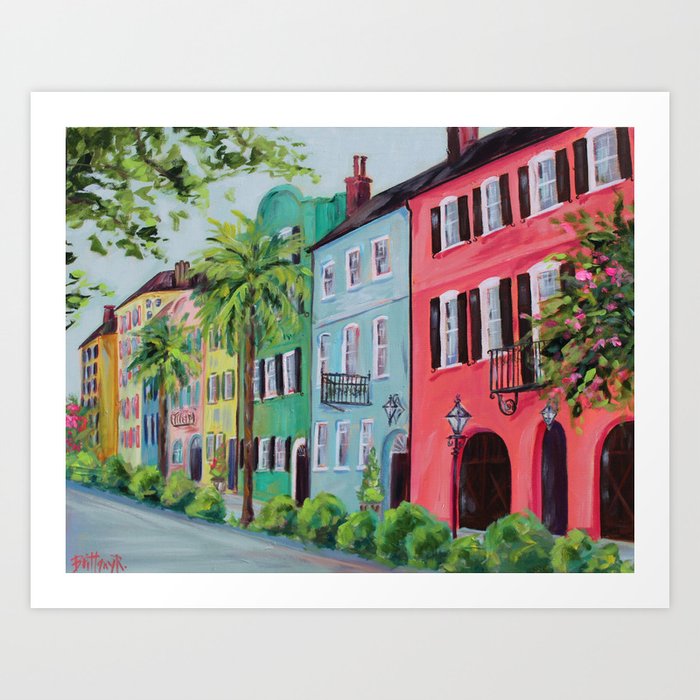Rainbow Row Charleston Art Print By Brittanyrawls Society6