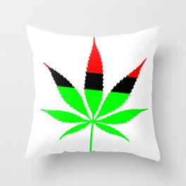 Red Black Green Marijuana Weed Leaf Throw Pillow