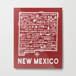 New Mexico Map Metal Print | Graphicdesign, Maps, Stateart, Mapart, Typography, Newmexicogift, Southwest, Deming, Digital, Newmexico 