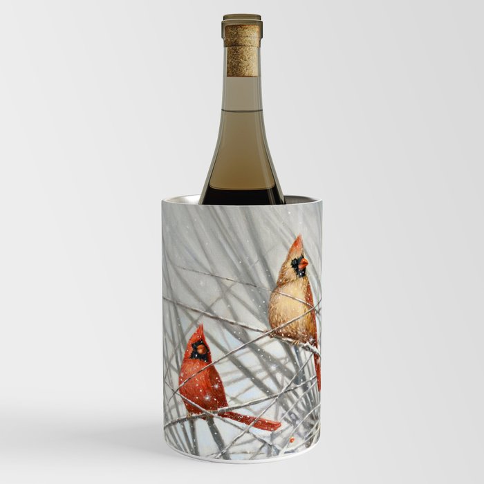 Cardinal Couple in Winter Wine Chiller