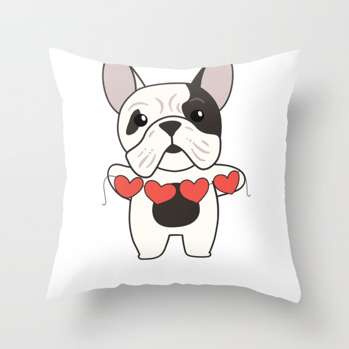 Bulldog For Valentine's Day Cute Animals With Throw Pillow