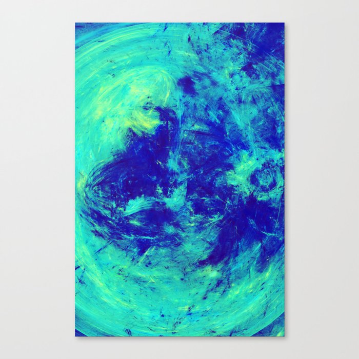 Turquoise and Indigo Blue Abstract Splash Artwork Canvas Print