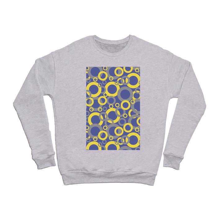 Gray Yellow Blue Funky Ring Pattern V10 Color of the Year 2021 and Accent Shades Crewneck Sweatshirt
