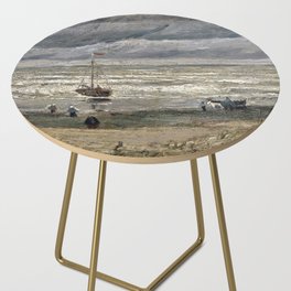 Beach at Scheveningen in Stormy Weather Side Table