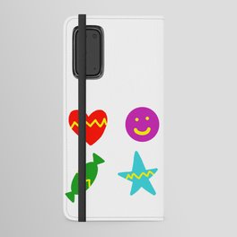 Happy Valentines Day : Heart, Star, Candy and Smile Emojie Android Wallet Case