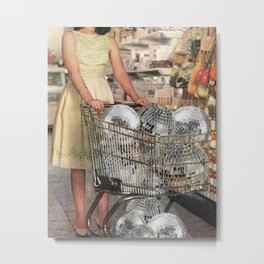 (Disco)unt Supermarket Metal Print | Holiday, Discoball, Colorful, Cart, Grocery, Fun, Girl, Market, Color, Vintagephotography 