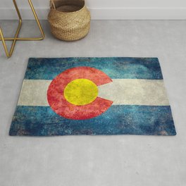 Colorado State flag grungy style Area & Throw Rug
