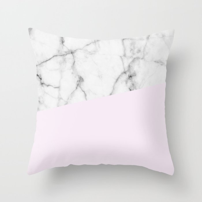 Real White Marble Half Baby Pink Modern Abstract Shapes Throw