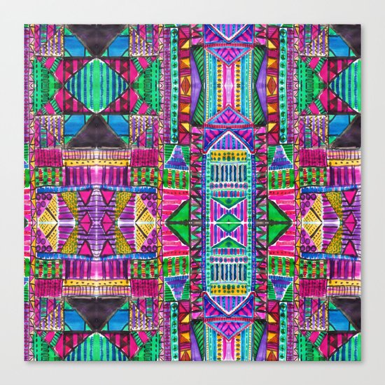 Tribal Patchwork Pink Canvas Print