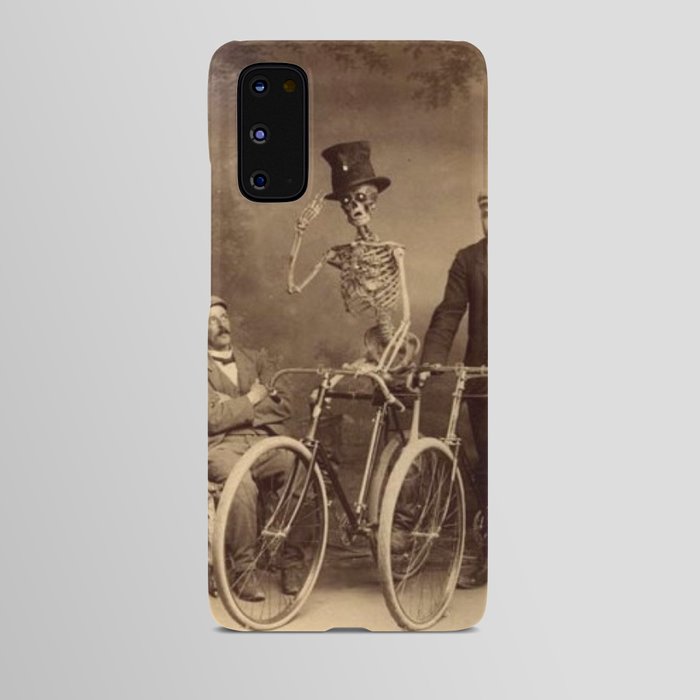 Skeleton Bicycling in the Park with a Friend black and white vintage photography / photographs Android Case