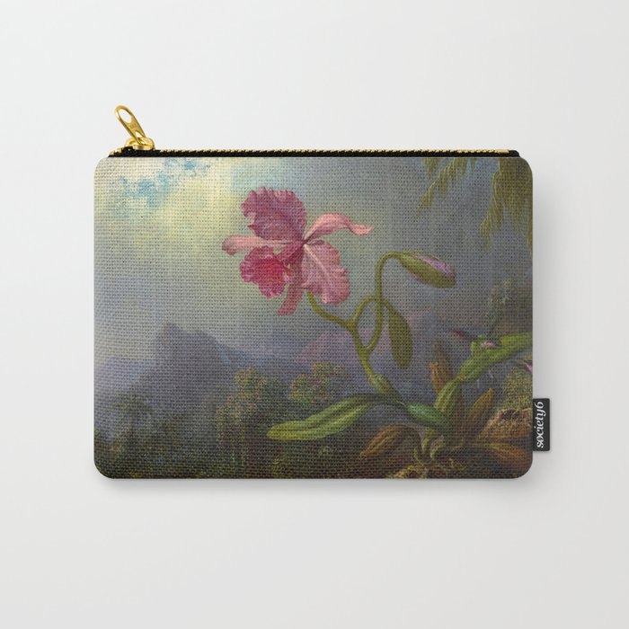 Two Hummingbirds with an Orchid, 1875 by Martin Johnson Heade Carry-All Pouch