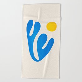 Blue Leaf & Sun: Matisse Paper Cutouts I Beach Towel