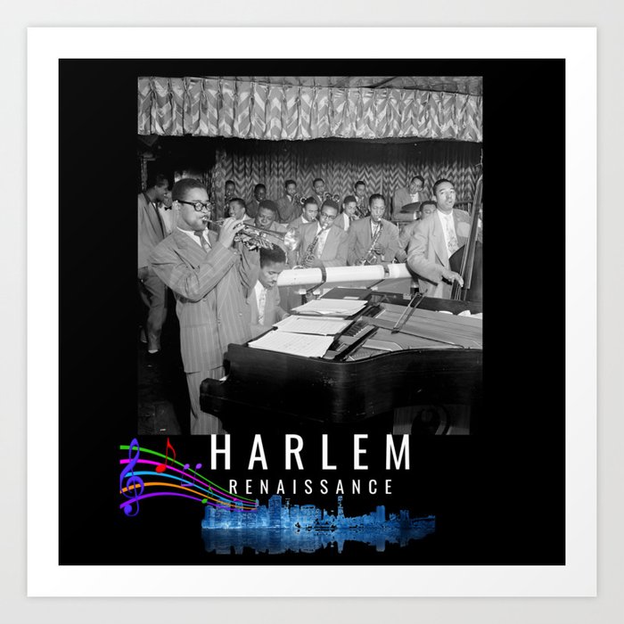 1929 to 1939 Harlem Renaissance Jazz Musical venue African American black and white photograph / photography vintage heritage poster style 2 Art Print
