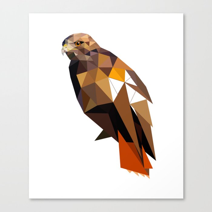 Hawk, Wild and free, Geometric birds Canvas Print