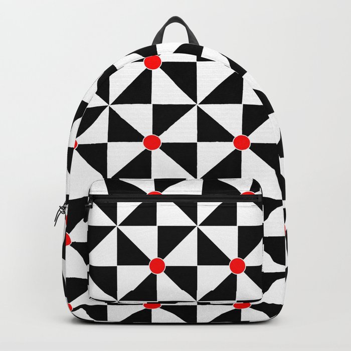 Optical pattern 121 black, white and red Backpack