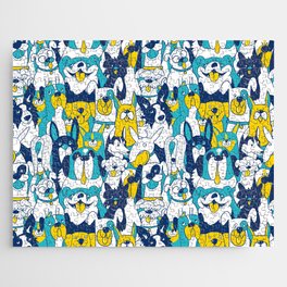Goofy Dogs - Blue and Yellow Jigsaw Puzzle