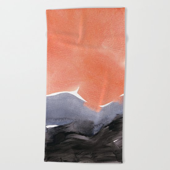 orange blue graphite Beach Towel